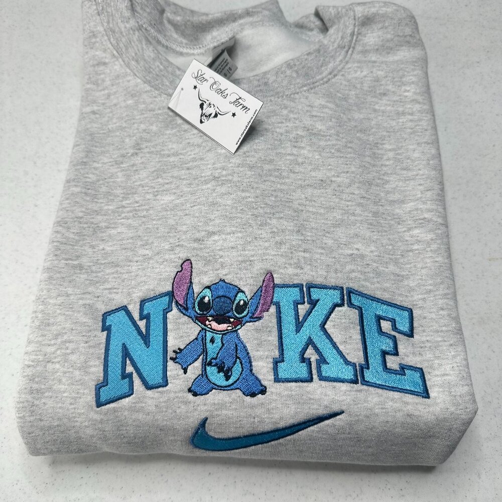 Nike Stitch TODDLER Unisex Sweatshirt Embroidered Fleece Crewneck Animal Cartoon